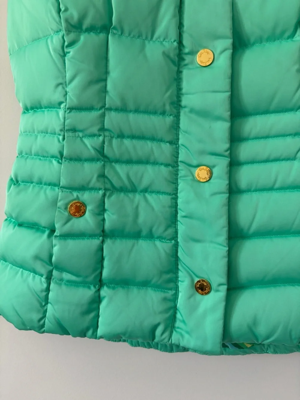 Lilly Pulitzer Isabelle Teal Green Sleeveless Down Filled Puffer Vest S - Picture 3 of 12